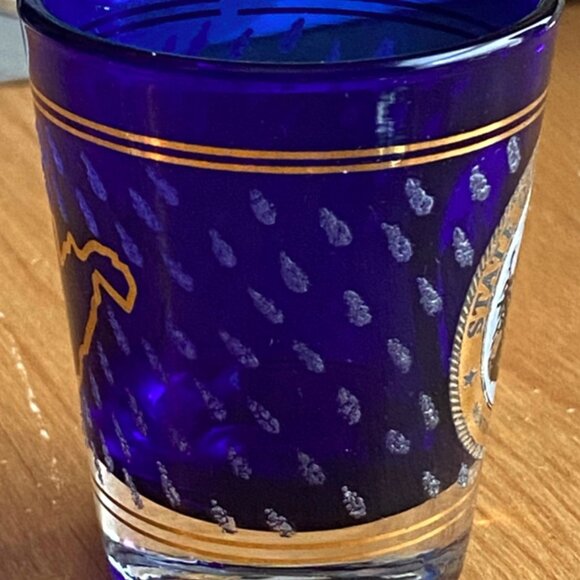 Cobalt Blue State of West Virginia Montani Semper Liberi Whiskey Shot Glass - Picture 9 of 12